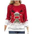 Miniatyrbillede 1 af 5: Juletrøje til Kvinder Crewneck Sjov Snemand Grafisk Sweatshirt Red1 X