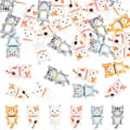 Miniatyrbild 5 av 5: 80 st Cat Flatbcaks Djur Resin Cabochons Resin Cat Charms Djur Flatback Charms Husdjur Katter Djur Flat Back
