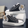 Miniatyrbillede 5 af 5: Børne Canvas Sko Mode Sneakers Lav Top Tennissko Snørebånd Casual Sko 3D606 Beige EU 34