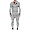 Pikkukuva 1 / 4: Miesten raidallinen pyjama, pitkähihainen, yksiosainen haalari, yöasu Gray M