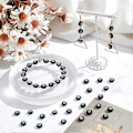 Miniatyrbillede 5 af 5: Ca. 49 stk. Lampwork-perler med onde øjne, 8 mm flade runde Lampwork-afstandsstykkeperler sorte tyrkiske onde øjne løse perler til smykkefremstilling halskæde armbånd hul