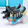 Miniatyrbilde 3 av 5: Basketballsko for gutter, høyt overdel, pustende sportsko, sklisikre, trendy sneakers 3F299 Blue EU 30