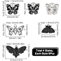 Miniatyrbillede 2 af 5: 1 Æske 24 stk. 4 Stilarter Sommerfugl Charm Møl Charms Bulk Gotisk Charm Sort Kranie Sommerfugle Skelet Halloween Legering Insekt Charm til Smykkefremstilling Ch