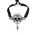 Miniatyrbillede 2 af 2: Kvinder Pige Punk Vedhæng Halskæde Til Halloween Simpel Sort Knop Bånd Kors Choker (rød)