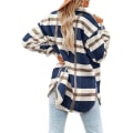 Pikkukuva 3 / 4: Naisten rento ruudullinen pitkähihainen paita, Flanelli Shacket -paidat takit Blue 2XL