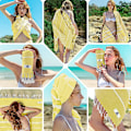 Miniatyrbild 5 av 5: Turkiskt strandlakan Överdimensionerat 90*180cm 100% Bomull Sandfritt  Simhandduk Lätt Reshandduk Bright yellow