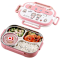 Pikkukuva 1 / 5: Bento-rasia, tiivis pinottava lounasrasia, lounasastia työhön/kouluun ja aterian valmistukseen (keltainen) vaaleanpunainen
