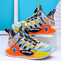 Miniatyrbild 4 av 5: Pojkar Basketbollskor Hög Ovandel Andas Sport Skor Anti Slip Mode Sneakers 3F299 Orange EU 36
