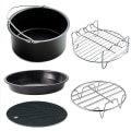Miniatyrbilde 3 av 4: 2 stk. Air Fryer Rist Rustfritt Stål 7,8 tommer Holder Xl Air Fryer Tilbehør, Flerbruks Dobbeltlags Rist Med 5 Grillspyd For De Fleste 5,3-5,8 Q