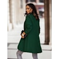 Miniatyrbilde 4 av 4: Høst og vinter ny mote langærmet revers ensfarget dress lang frakk Dark green L