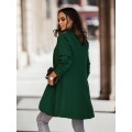 Miniatyrbillede 4 af 4: Efterår og vinter ny mode langærmet revers ensfarvet jakkesæt lang frakke Dark green L