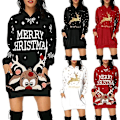 Miniatyrbild 4 av 5: Damjultröjor med julmotiv - Lös passform - Långärmad sweatshirt Red L