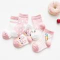 Miniatyrbild 4 av 4: 5 par söta tecknade barnsockor andningsbara tunna babysockor Khaki XL(7-9Year old)
