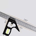 Miniatyrbillede 3 af 5: Justerbar kombinationsvinkel lineal i rustfrit stål med vaterpas, firkantede måleværktøjer til 45/90