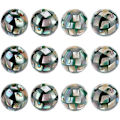 Miniatyrbilde 1 av 5: 12 stk. Naturlige Abalone Runde Skjellperler 8,5 mm Svarte Ugjennomsiktige Harpiksperler med Naturlig Skjell