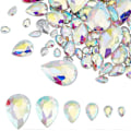 Miniatyrbillede 1 af 5: 94 stk. Spidsryggede Rhinestones 6 Størrelser Glas Rhinestones Ædelstene Klar AB Farve Dråbeformede Juveler Udsmykninger med Sølvbelagte Bagside Krystalsten til