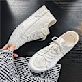 Miniatyrbillede 3 af 5: Herre Canvas Sko Mode Sneakers Lav Top Tennissko Snørebånd Casual Sko 3Dn2210 White EU 44