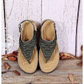 Miniatyrbild 4 av 5: Dam Solid Color Broderade Flip Flop Sandaler Strandtofflor 086 Green EU 41