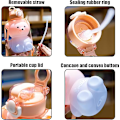 Pikkukuva 5 / 5: 1 kpl karhu vesipullo, sarjakuvahahmo lasten vesipullo, Kawaii vesipullo, vesipullo olkahihnalla