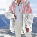 Miniatyrbillede 3 af 5: Fleece Hættefrakke til Kvinder Langærmet Lynlås Lomme Hætte Holder Varmen i Det Kølige Vejr 2XL Gray