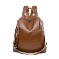 Miniatyrbild 1 av 5: Kvinnor Ryggsäck Mjuk Pu Läder Ryggsäck Casual Daypack Flickor Skolväska Resväska Brown