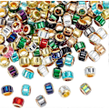 Miniatyrbild 1 av 5: 100 st Facetterade Glaspärlor Europeiska Pärlor Färgglada Stora 5 mm Hål Rondelle Pärlor Rondelle Kolonn Glidande Berlocker Lösa Distans Pärlor för DIY Läder Macr