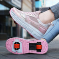 Miniatyrbillede 4 af 5: Drenge Piger Sneakers Sko med dobbelthjul LED Lys Sko 3F908 Pink EU 38
