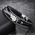 Miniatyrbillede 5 af 5: 21 cm Guitararmbånd Læder Flettet Reb Multi-lags Armring Gaver til Mænd