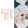 Miniatyrbillede 2 af 5: 4 stk. Modeillustration Skabeloner Linealer Mode Skitsering Lineal Syning Humanoide Mønstre Design Tøjmålingslinealer Papirudkast Tegninger B