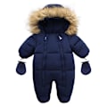 Miniatyrbild 1 av 5: Babyflicka Vinter Snödräkt, Småbarnsjacka Kläder För Pojke Spädbarns Overall Hoodied Navy 6-9Y
