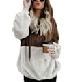 Miniatyrbillede 1 af 5: Blød Fuzzy Sweatshirt til Kvinder - Efterår & Vinter - Varmt Lynlås-Hoodie Trøje 4XL Block Color Khaki