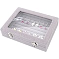 Miniatyrbillede 4 af 5: 7 Rum Velvet Glas Ring Smykke Display Opbevaringsboks Bakke Etui Holder Ørering Organizer Stativ Grå