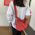 Miniatyrbillede 5 af 5: Vaskbar Lærredstaske, Slidt Skuldertaske, Simpel Messenger Taske red