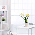 Miniatyrbild 3 av 5: Tvåhövdad Narcissus Liten Bonsai Kreativa Prydnader Simulering Blomdekorationer Konstgjord Simulering Blom Grön Växtkrukor white