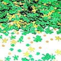 Pikkukuva 4 / 5: 200 kpl Pyhän Patrickin päivän muovisia shamrock-kolikoita, 3-lehtisiä apiloita, onnenkolikoita, kultaisia ja vihreitä kolikoita shamrock- ja tonttukonfeteilla irlantilaisille