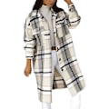 Miniatyrbillede 4 af 5: Casual Varm Letvægts Skjortejakke med Knapper og Tern til Kvinder, Langærmet, Regular Fit L Black