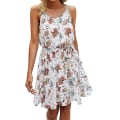 Miniatyrbillede 1 af 5: Dame Sommer Blomsterprint A-linje Kort Cami Kjole White S