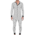 Pikkukuva 1 / 4: Miesten raidallinen pyjama, pitkähihainen, yksiosainen haalari, yöasu White XL