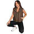 Miniatyrbillede 4 af 5: Puffer Vest Dame Ærmeløs Vinter Cropped Stand-up Krave Dunjakke Brown M