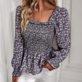 Miniatyrbillede 2 af 5: Firkantet Halsudskæring Pullover Top Komfortabel Og Charmerende Top Egnet Til Strandtøj S Blue
