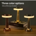 Miniatyrbilde 5 av 5: LED Bordlampe, Metall Trådløs Med Berøringssensor Oppladbar Skrivebords Nattlampe, Bar Restaurant Kaffe Soverom, (sølv)