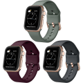 Miniatyrbilde 1 av 5: 3 Stykker Kompatibel Med Apple Watch Reimer 41mm 40mm 38mm, Myk Silikon Erstatningsreim Med Klassisk Lås For Iwatch Series Se 7 6 5 4 3 2 1 For W