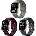 Miniatyrbillede 1 af 5: 3 Stk. Kompatible med Apple Watch remme 41 mm 40 mm 38 mm, blød silikone erstatningsrem med klassisk spænde til iWatch Series SE 7 6 5 4 3 2 1 til W