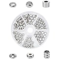 Miniatyrbillede 1 af 5: 120 stk. 6 Størrelser Spacer Perler Rustfrit Stål Løse Perler 4,5/5/6mm Søjle & Rondel & Ring & Flad Rund Spacer Perle til DIY Smykkefremstilling Rustfrit S