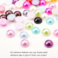 Miniatyrbillede 5 af 5: 1440 stk. 18 Farver 8mm ABS Akryl Halv Runde Flad Bagside Imitationsperle Cabochon til DIY Scrapbog Telefoncover Kortfremstilling