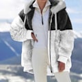 Miniatyrbillede 2 af 5: Fleece Hættefrakke til Kvinder Langærmet Lynlås Lomme Hætte Holder Varmen i Det Kølige Vejr 2XL Black