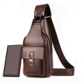 Miniatyrbillede 1 af 5: Herre USB Brysttaske Anti Tyveri Sports Sling Taske Med USB Opladning Vandtæt Chest Bag And Wallet Brown