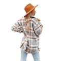 Miniatyrbilde 3 av 4: Kvinner Casual Rutete Langærmet Skjorter, Flanell Shacket Skjortejakker Grey XL