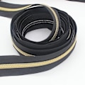 Miniatyrbild 3 av 5: #5 Guldmetallisk Nylon Spolblixtlås Per Meter Bulk 10 Meter Svart Tejp Med 25 st Guldreglage För Diy Sömnad Skräddare Hantverk Väska(svart)