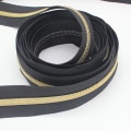 Miniatyrbillede 3 af 5: #5 Guld Metallic Nylon Lynlåse På Meter Mål Bulk 10 Meter Sort Bånd Med 25 stk. Guld Slidere Til DIY Syning Skrædder Håndværk Taske (sort)
